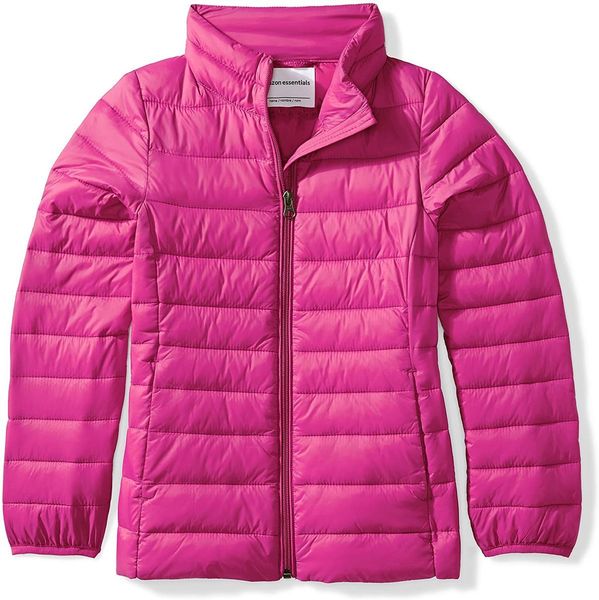 

essentials girl's lightweight water-resistant packable puffer jacket