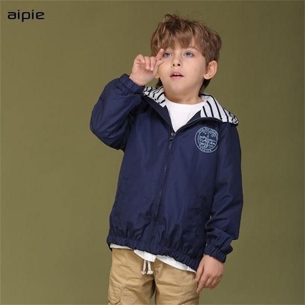 

spring children new fashion printing letters zipper boy's hooded jackets for kids coats y200901, Blue;gray