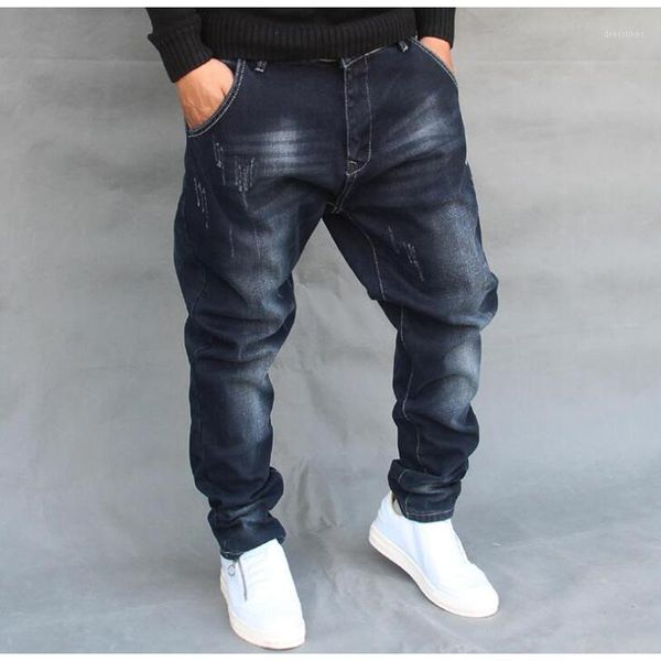 

men's jeans mens sweatpants hiphop crotch pants men denim baggy trousers1, Blue
