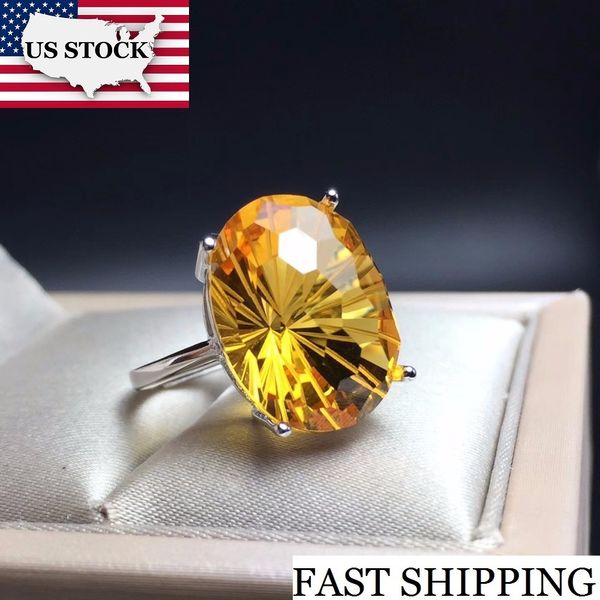 

us stock natural citrine ring for wedding, 925 sterling silver, 12*16mm certified oval gemstone engagement jewelry women fj209 201112, Slivery;golden