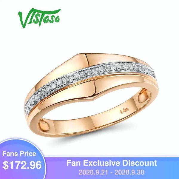 

cluster rings vistoso genuine 14k 585 rose gold sparkling diamond ring for women wedding band engagement everlasting unique gift fine jewelr, Golden;silver