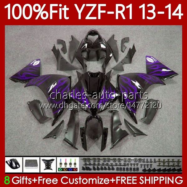 Carrozzeria OEM per YAMAHA YZF-R1 YZF1000 YZF R 1 1000CC 2013 2014 Corpo MOTO 97No.42 100% Fit YZF R1 1000 Fiamme viola CC YZFR1 13 14 YZF-1000 13-14 Kit carenatura per stampi ad iniezione