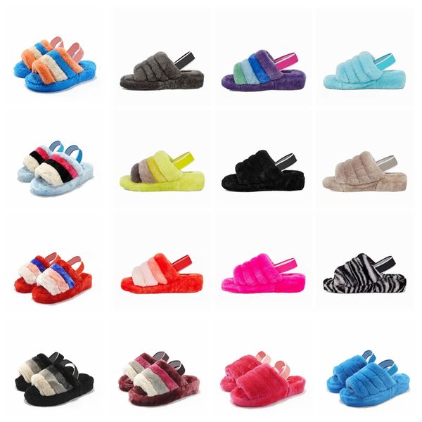 

2020 with sock australia boots wgg pure wool fur womens slippers shoes for warm slides treadlite sonic plush flat new kid shearling winter, Black