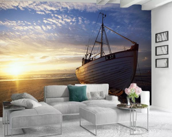 3d современные обои 3d обои на заказ фото Mural ретро Парусник Гостиная Спальня Wallcovering HD обои