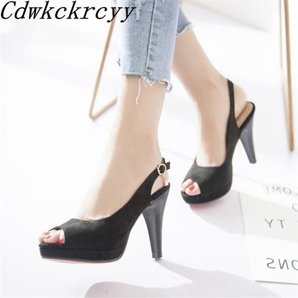 

summer new pattern fashion fish mouth high-heeled women sandals white beige black simplicity temperament women sandals 34-43