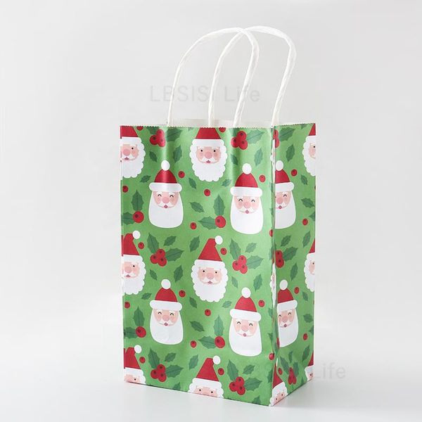 

lbsisi life 10pcs merry christmas paper handle bag candy cookie snack chocolate gift packing bag party favor stand bags wmtmtn comb2010