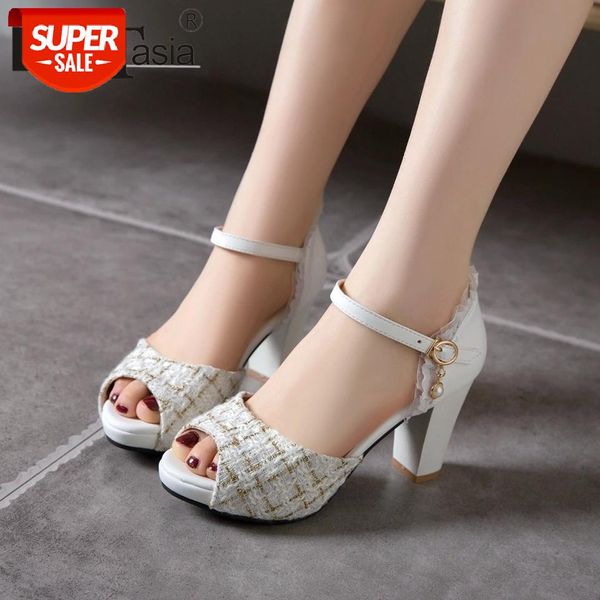 

doratasia 2020 new ladies elegant high heels sandals brand mixed-color sandals women ol shallow platform shoes woman #ts1n, Black