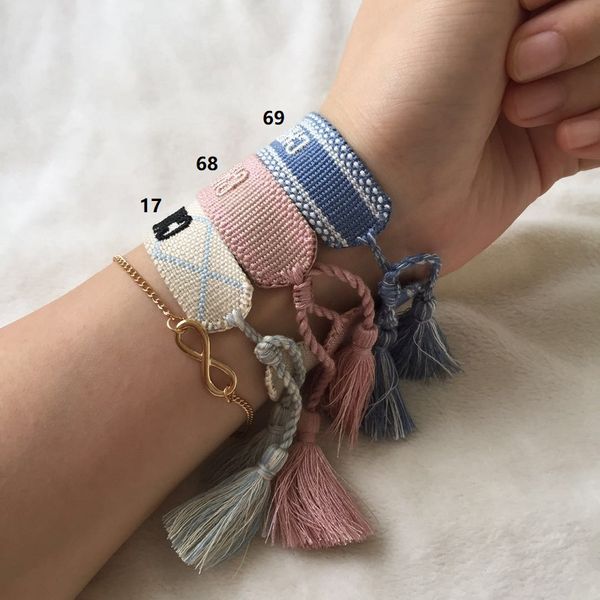 

embroidered bracelet set cotton bracelets, themed party gifts with a drawstring and handmade tassels for summer 2020, Silver
