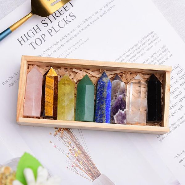 

wooden gifts natural crystal single point healing crystal wand 6 faceted reiki chakra stones crystal healing prism f qylcyl, Black