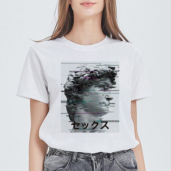 

women 2020 summer graphic tshirt funny david print harajuku t shirt korean vintage streetwear camiseta mujer large size 2xl, White
