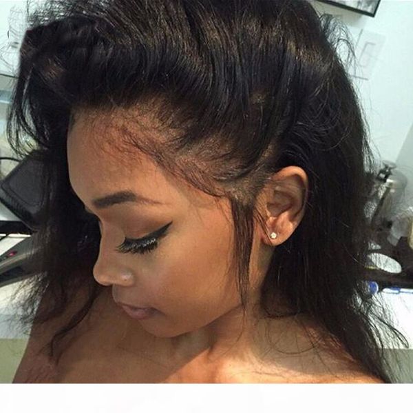 

360 lace band frontal closure indian virgin hair with baby hair natural hairline, Black;brown