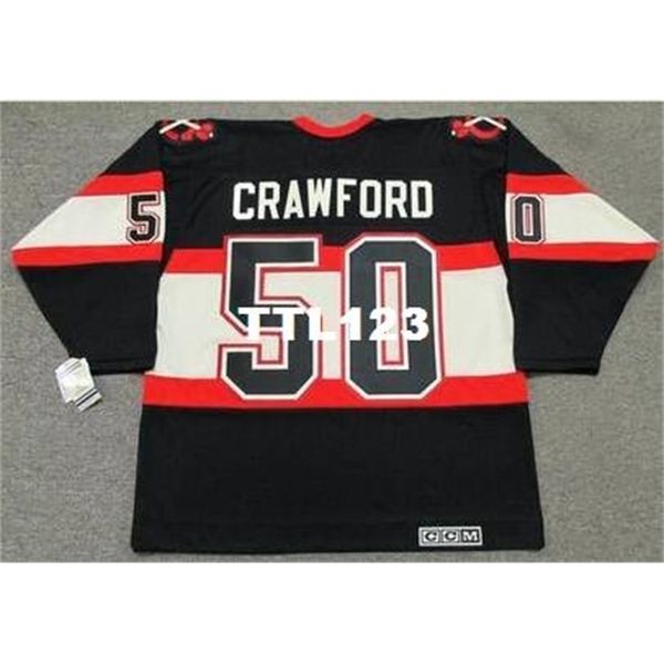

740s #50 corey crawford chicago blackhawks 1930's ccm vintage hockey jersey or custom any name or number retro jersey, Black