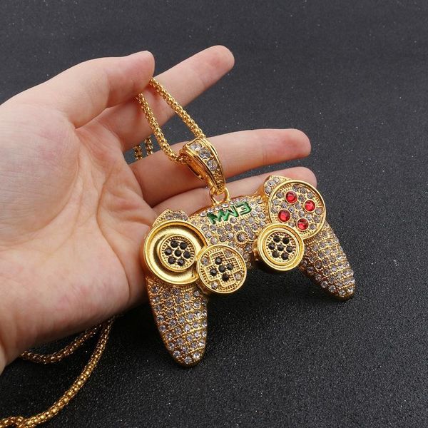 

new jewelry alloy game machine statement necklace full diamond game machine handle necklace childhood memory tide gold necklace, Silver