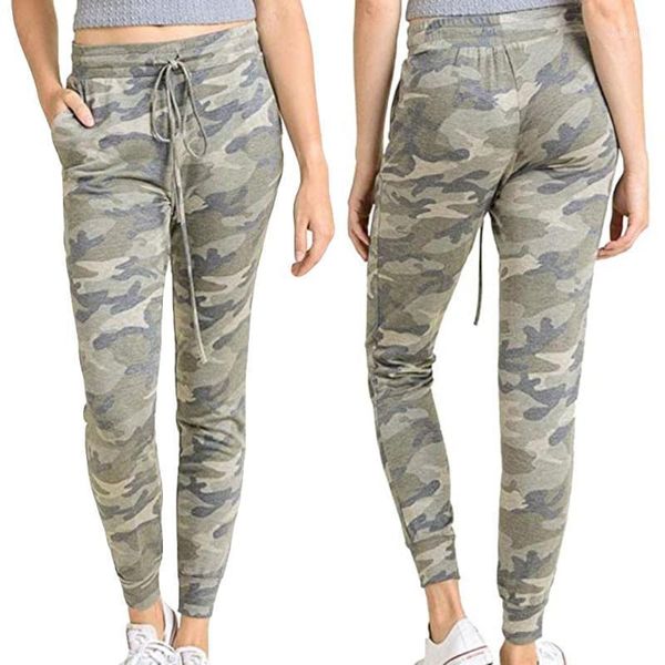 

2020 new fashion joggers women casual elastic camouflage frenulum pants lady loose pants motion trousers mujer pantalones1, Black;white