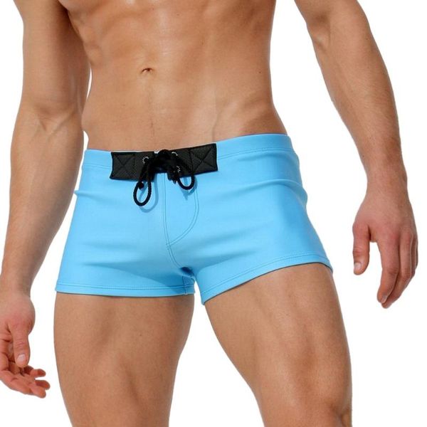 

men's shorts kancoold fashion men nylon breathable boxer briefs trunks solid lace up splice swimwear slim wear beach 2021apr7, White;black