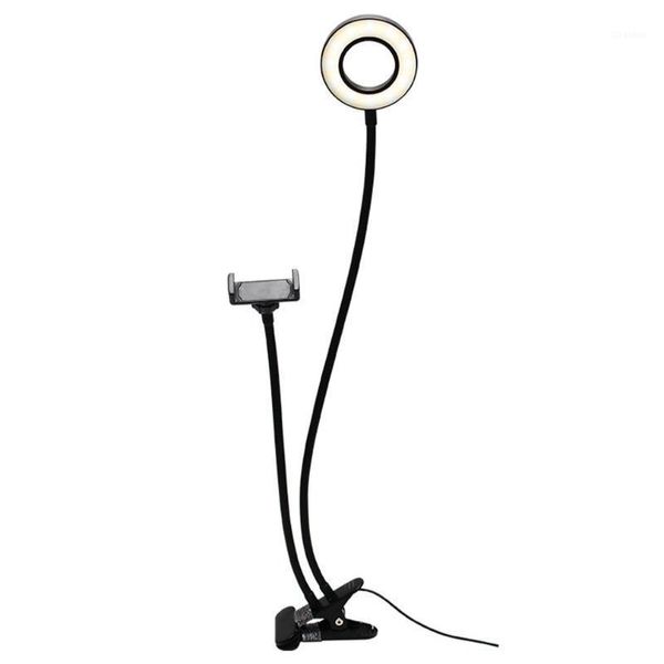 

flash heads 2-in-1 cell phone holder with led selfie ring light for live stream clip adjustable desk lamp makeup dropship1