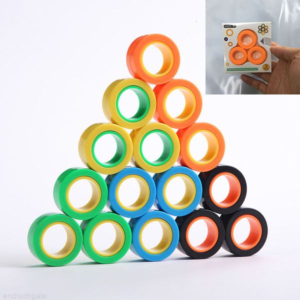 

magnetic infinite cube decompression toy fidget spinners magnet block ring finger hand table toy rotating finger gyro character kids toys