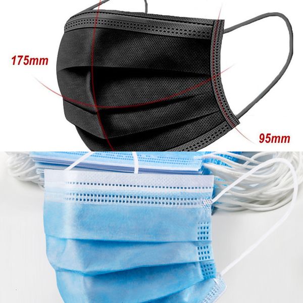 

unisexdisposable face dhl 3-layer masks black protection mask with earloop mouth face sanitary outdoor masks