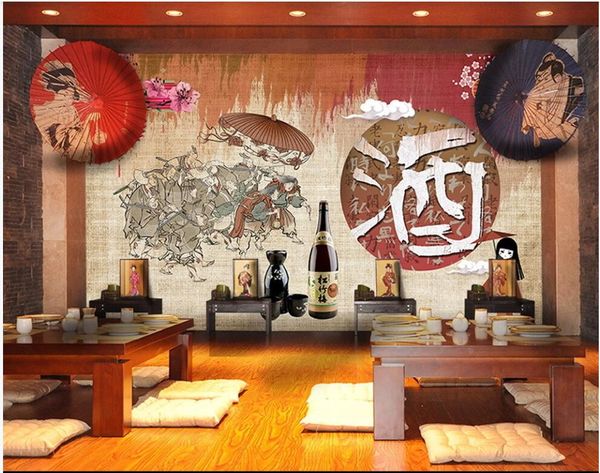 

3d wallpaper custom p mural japanese sake, retro sake culture restaurant living room home decor 3d wall murals wallpaper for walls 3 d