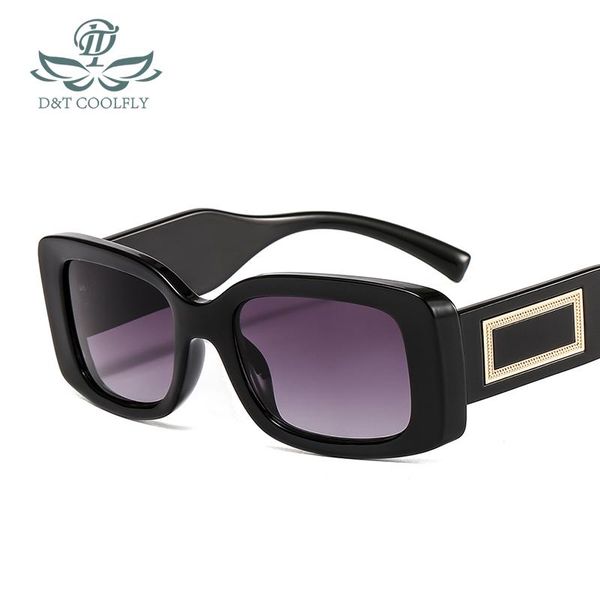 

d&t 2021 new fashion rectangle sunglasses pc color lens pc metal frame party beach vintage black leopard sunglasses uv400, White;black