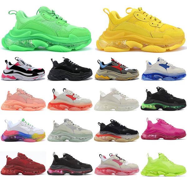 

с носки triple s clear sole men женщина париж платформа повседневная бегущая обувь черный белый оранжевый женщины мужские тренеры спортивные