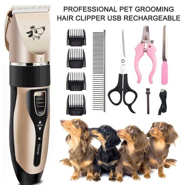 Aparador de pêlos profissional para cães de estimação, tosquiadeira para cuidados com animais, garra para gatos, cortador de unhas, máquina de barbear, tesoura elétrica