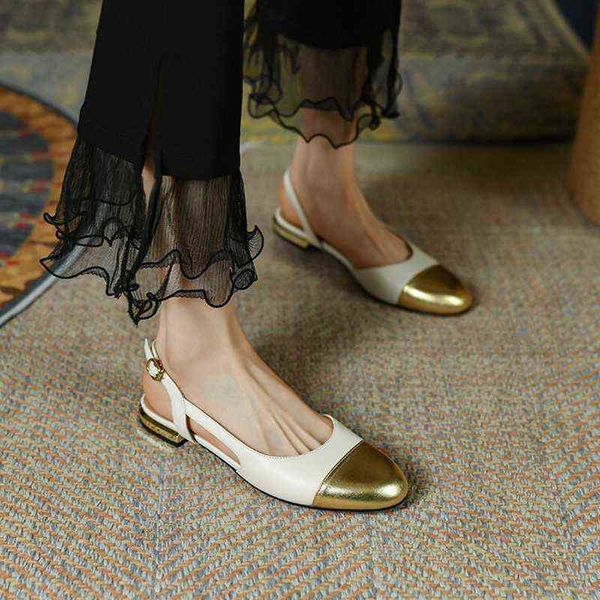 

sandels summer women shoes round toe low heel mixed colors sandals casual cow leather for black 220303