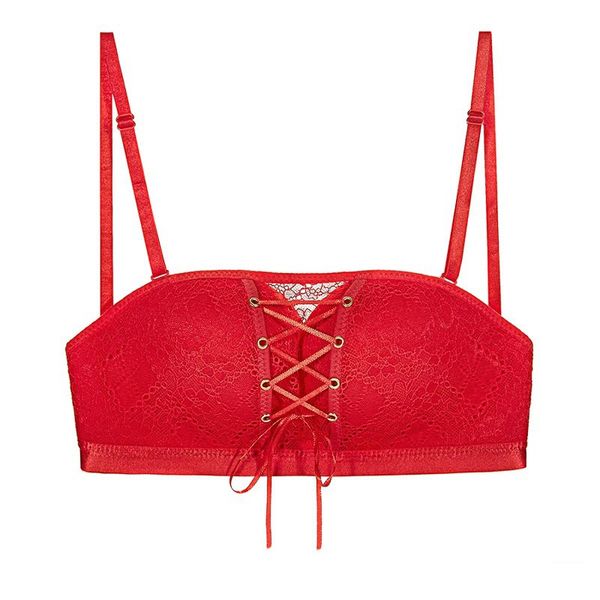 

women's bra lace cross gathers the beauty of straps, Red;black