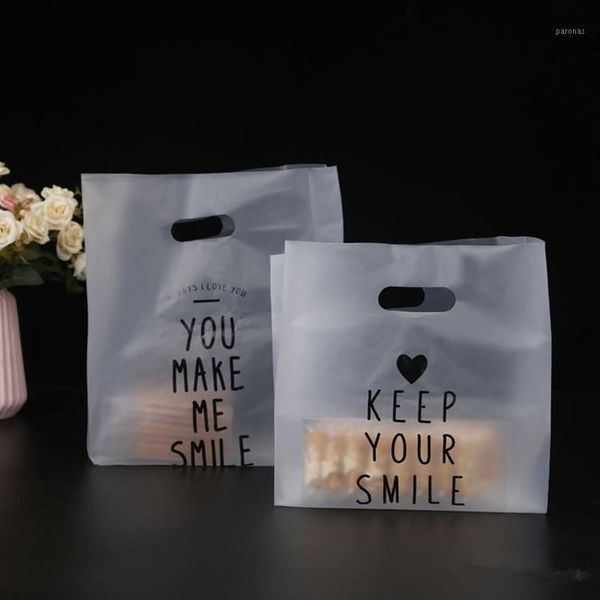 

gift wrap 50pcs matte transparent plastic bags baking package dessert sushi cake takeaway packaging with handles1
