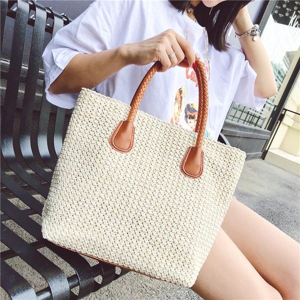 

2020 new arrivel ladies woven knitting tote bags new summer bohemian women straw beach shoulder bag