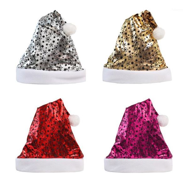 

new multi color santa claus baby girl hat non-woven fabric star bright cloth baby hats holiday party decorative supply1
