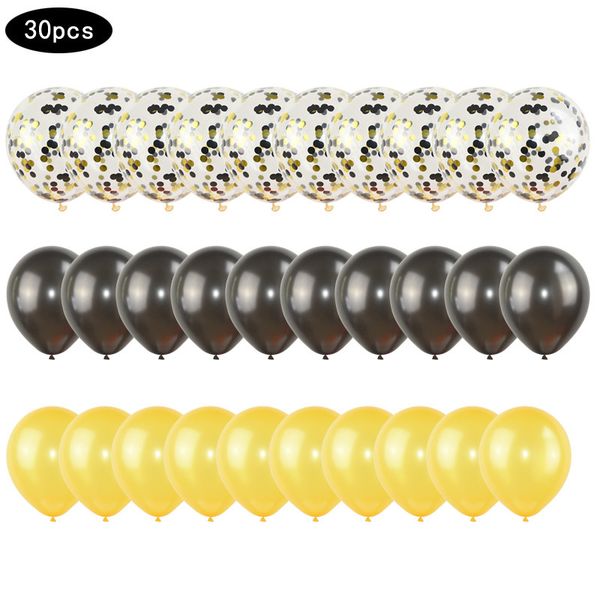

30pcs black gold balloon anniversary party set hulium latex confetti balloons globos birthday decoration