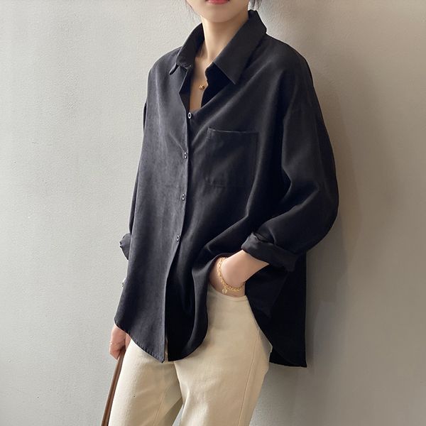 

new 2021 spring turn down collar loose style womens and blouses women yellow shirt blusas roupa feminina vgv6, White