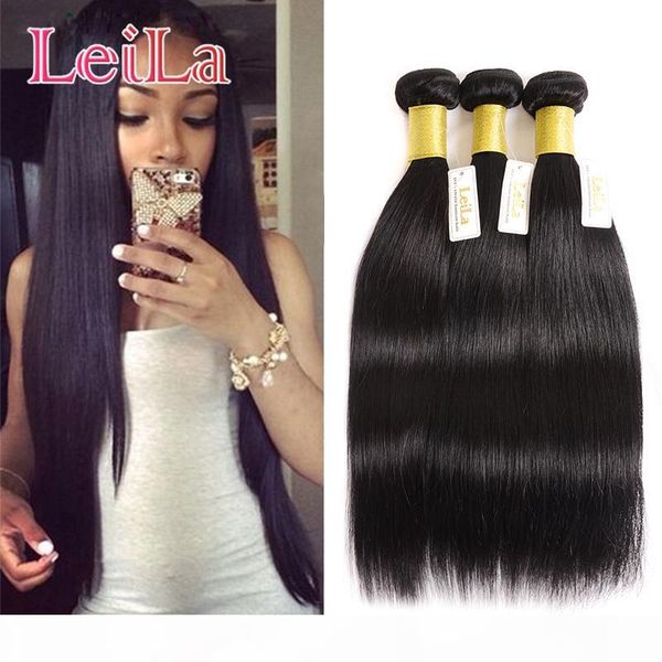 

indian hair extensions weft 3 bundles silky straight hair weave bundles 100% unprocessed human hair wefts 3pieces one set virgin, Black
