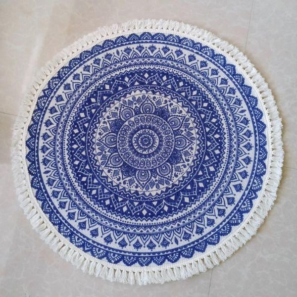 

carpets cilected nordic round carpet for living room cotton linen boho tassel area rugs anti-slip floor mat prayer mandala