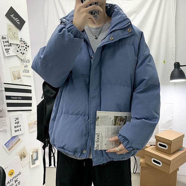 

2021 Winter Stand-up Collar Cotton Wild Man's Jacket Hot Gray Bread Charcoal Clothes Free AI1X, Black