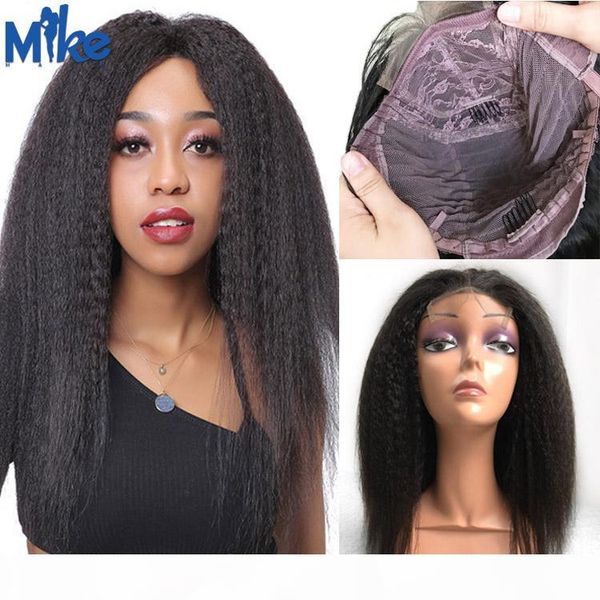 

kinky straight human hair wig 4x4 closure wig brazilian remy hair wigs for black women 150% density lace wig 8-22 inch
