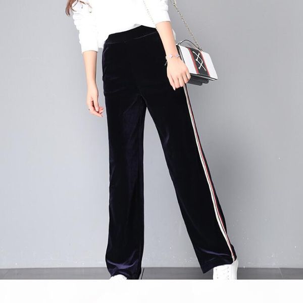

fashion-women casual pleuche long pants female loose pyjama trousers wide leg pants fashion athletic yoga pants, Black;white