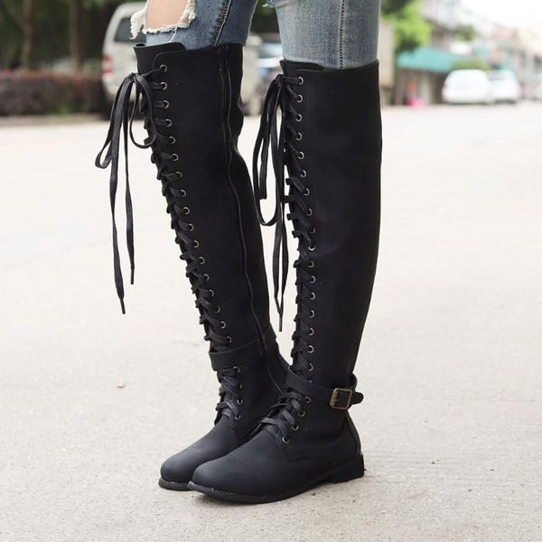 

vogue nice women boots long tube knight boots autumn winter women ladies retro low-heeled booties shoes jly25, Black