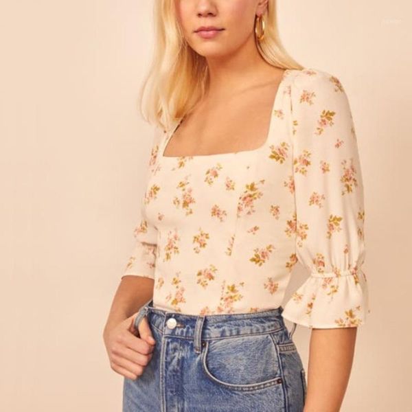 

women's blouses & shirts summer women's shirt casual flower print shirt1, White