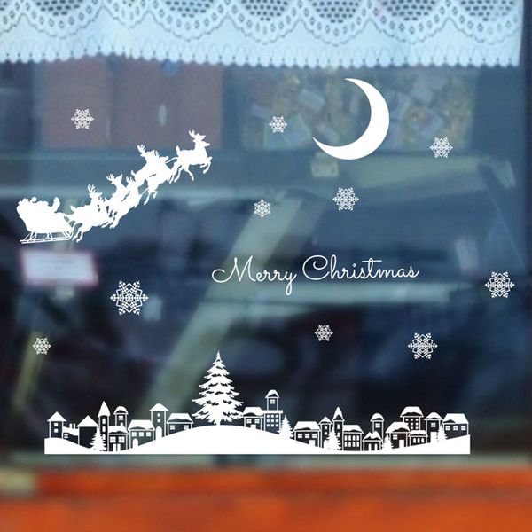 

christmas wall sticker restaurant mall snow glass window removable decor stickers room decoration 12