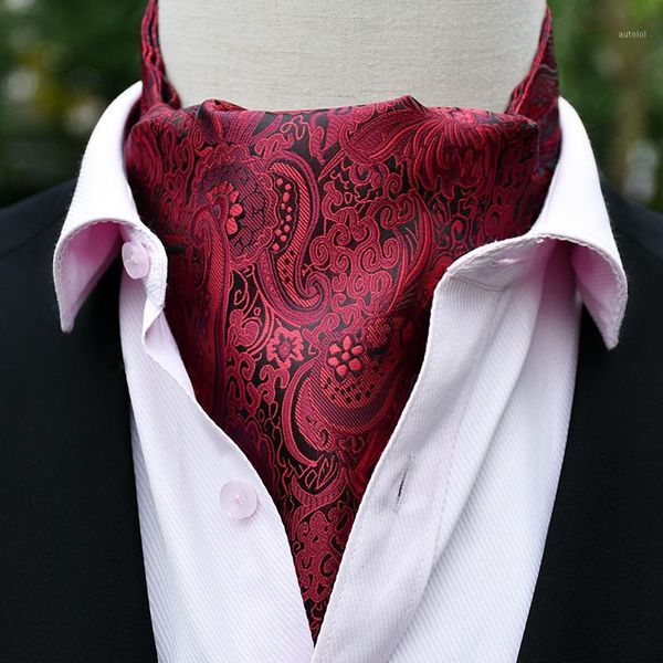 

men's business scarf cravat personalized trendy vintage polyester jacquard fabric cashew flower male accessories gifts1, Black;gray