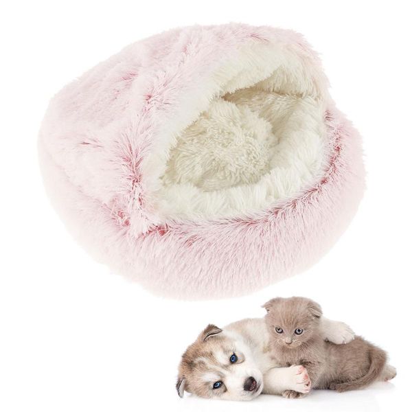 

cat beds & furniture dome pet house 2 in 1 bed foldable round winter warm small dogs cats nest soft long plush sleeping supplies