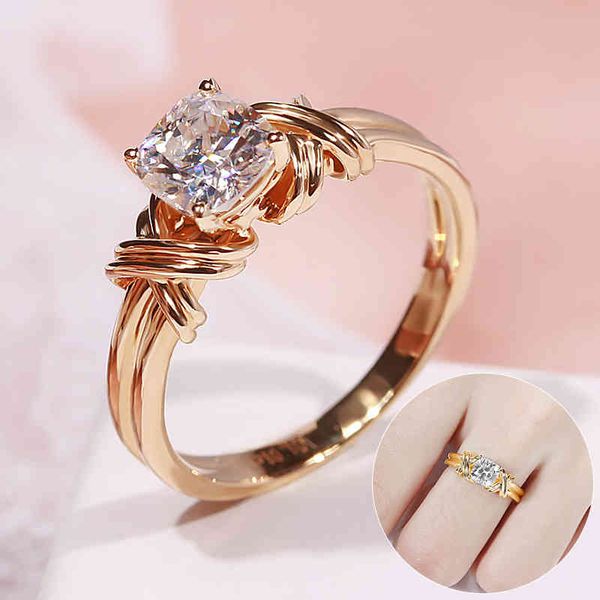 

fashion geometric weave metal ring for women alloy rose gold silver color crystal rings female wedding engagement party jewelry