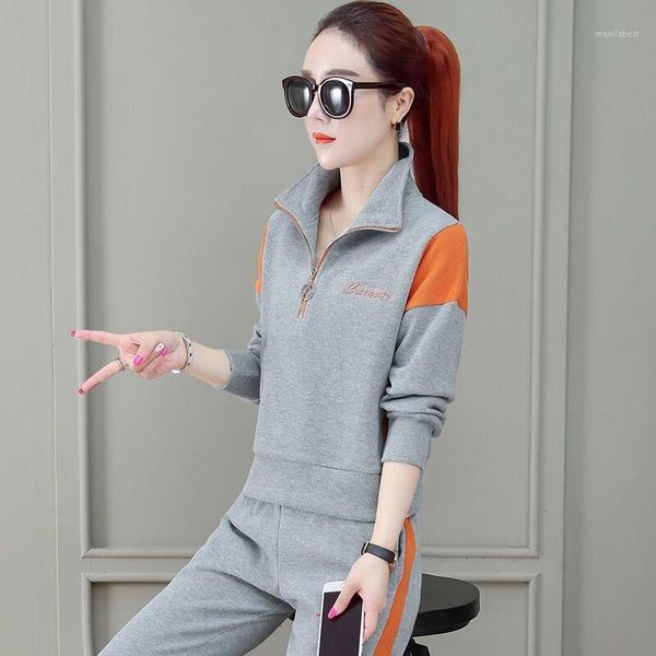 

womens tracksuits 2 piece set spring autumn oversize sweatshirt + sporting pants sweat set two piece outfit color sets1, Gray