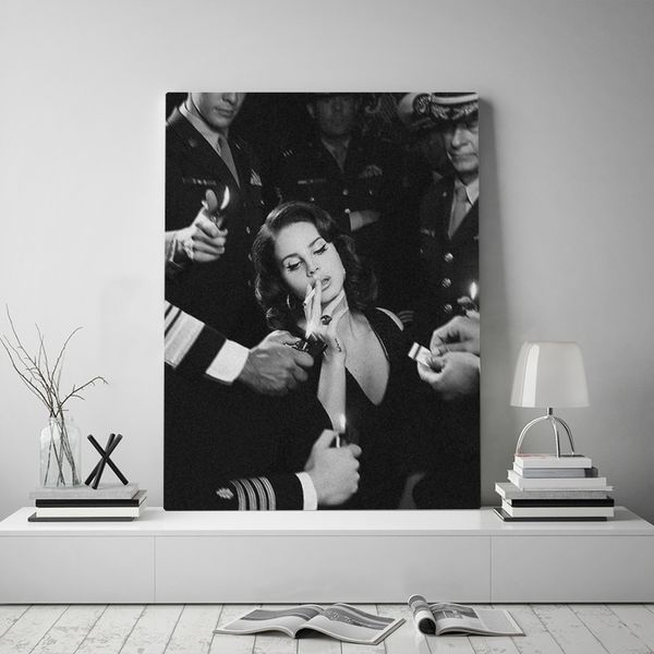 

home decor wall art холст картины печать lana del rey poster черно-белые фотографии афиша modular изображение для спальни