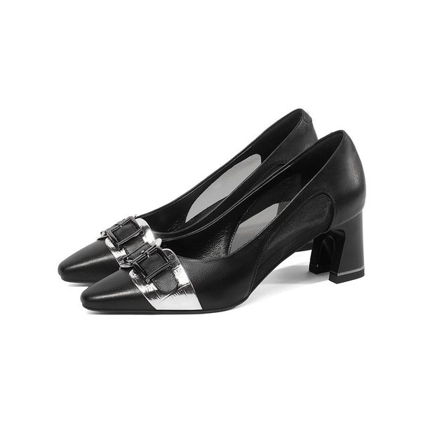 

2021 female genuine black leather mixed-colored gun shoes woman size 34-42 3zpz