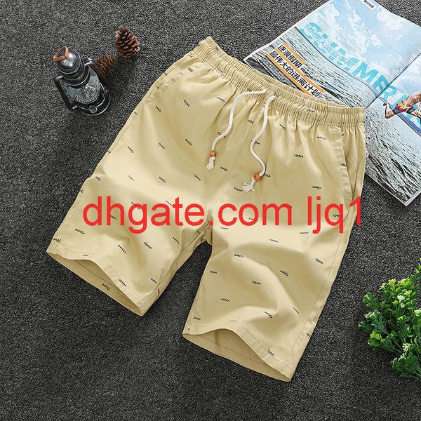 

new cotton summer capris men's shorts trend fish bone men's casual pants loose fashion, White;black