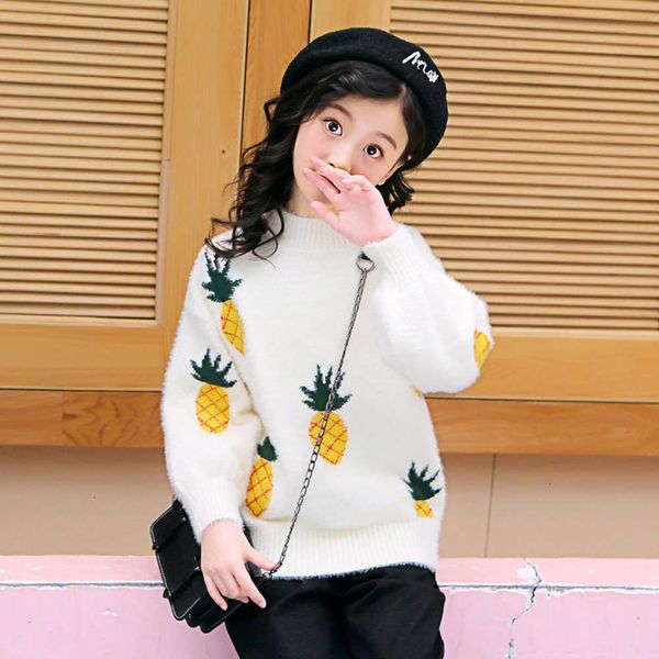 

2020 wear girls' new children's mink proof cashmere sweater, Blue