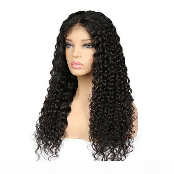 

xiuyuan brazilian pre plucked deep wave virgin remy human hair lace front wigs unprocessed deep wave human hair lace full wigs, Black;brown